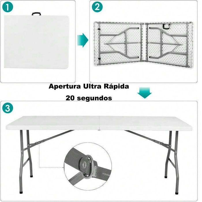 Mesa dobrável reforçada em resina Home Eventos de jardim de acampament