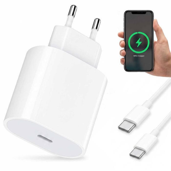 Zestaw do iPhone - Szybka Ładowarka + Kabel USB-C 1m