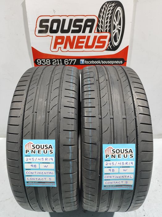 2 pneus semi novos 245-45R19 Continental - Oferta dos Portes