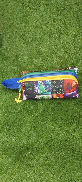 Estojo escolar triplo minecraft