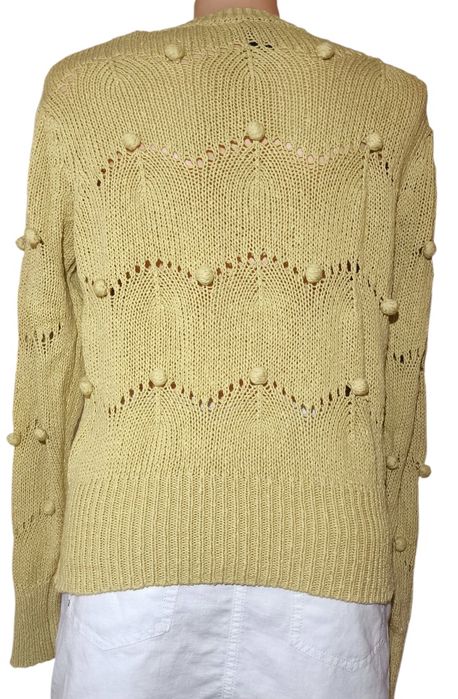 Musztardowy ciepły Sweter oversize pompony S (36) Lindex