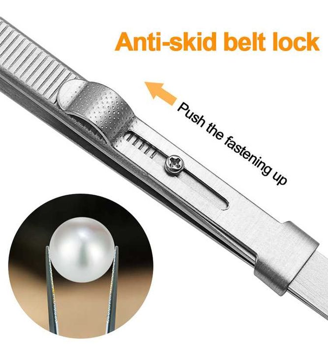 Гострий тонкий пінцет з нержавіючої сталі з можливістю фіксації