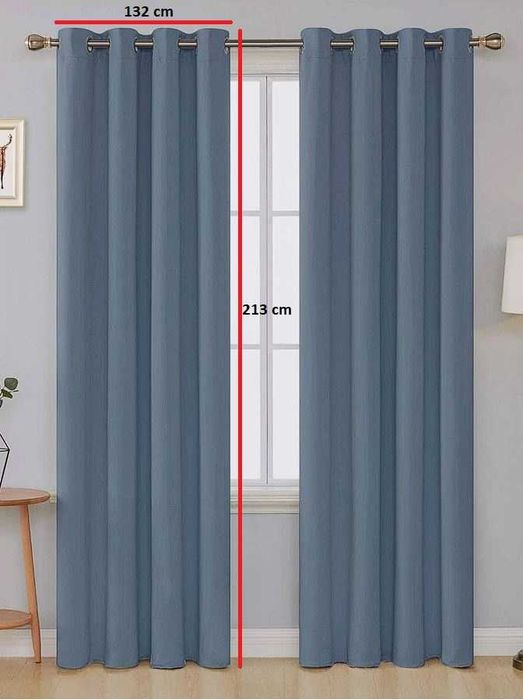 2 ZASŁONY szaro-niebieskie | NOWE w opakowaniu