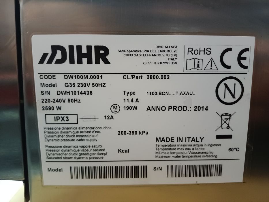 Máquina de lavar loiça industrial DIHR G35