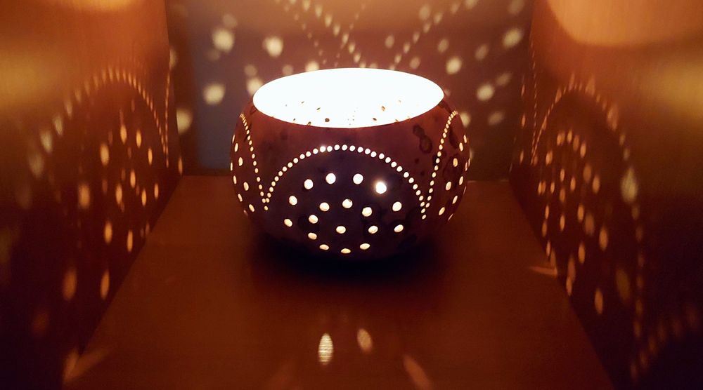 Świecznik z tykwy rękodzieło