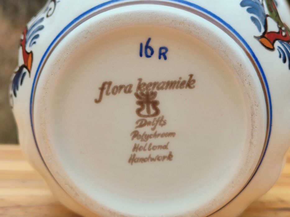 Śliczna ręcznie malowana doniczka / osłonka - Flora Keramiek - Delfts