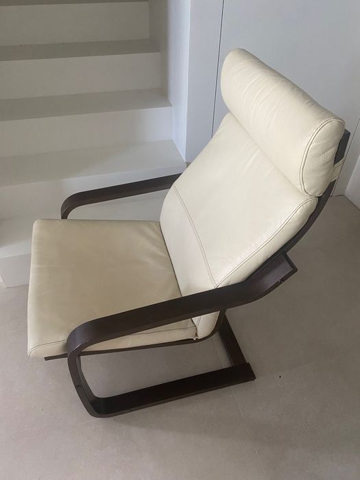 Fotel Ikea Poang skórzany beżowy