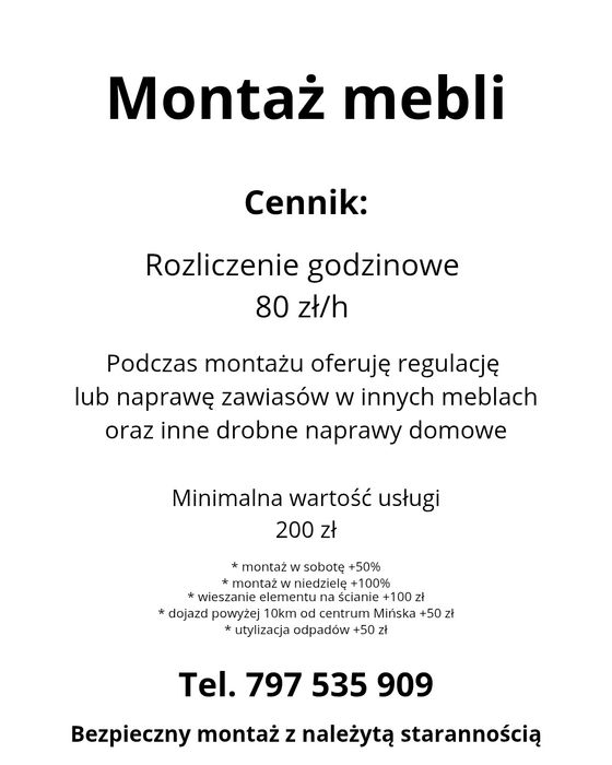 Montaż mebli z paczek