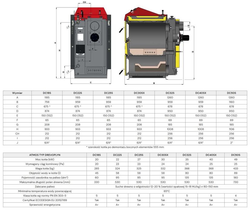 ATMOS DC40SX 40 kW piec zgazowujący drewno pod dotacje DOSTAWA GRATIS