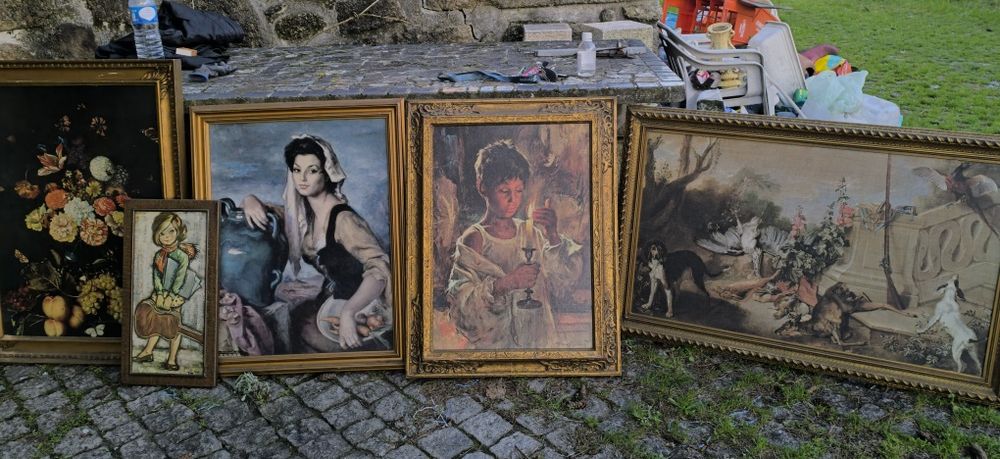 Conjunto de 5 quadros antigos