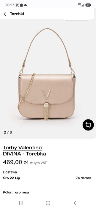 Złota torebka Valentino divina