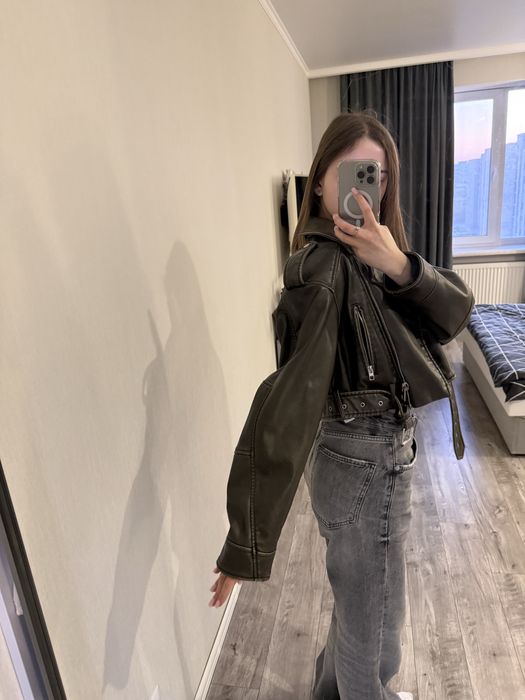 Нова Шкіряна куртка ZARA M жіноча (косуха)