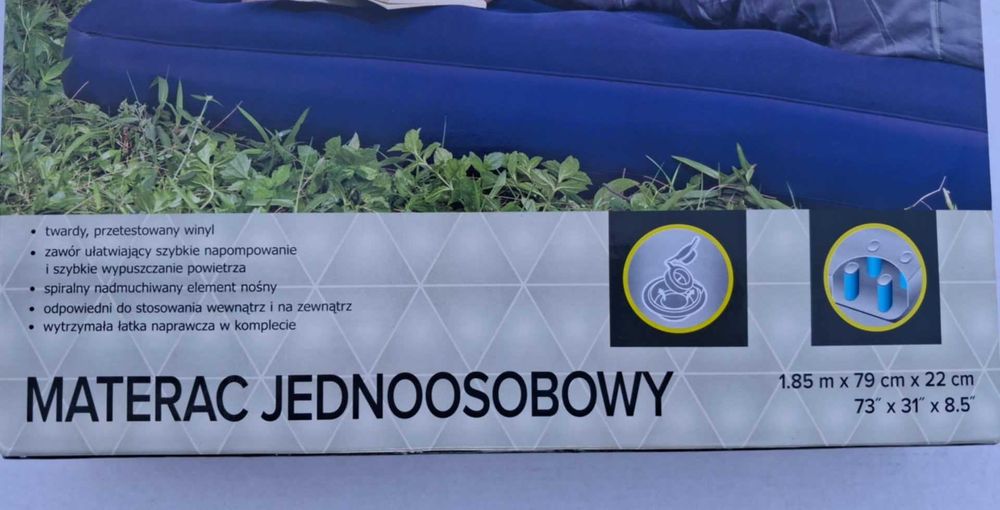 Materac jednoosobowy dmuchany + parasol plażowy