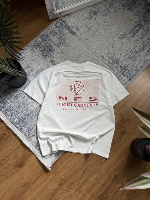 Футболка No Faith Studios Distressed Біла white old washed opium archive erd архив опиум y2k футболка оверсайз boxy