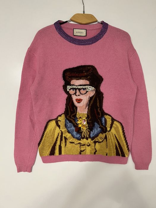 Светр Gucci Pink Embellished & Patterned Wool Knit