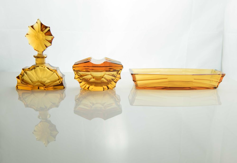 Antyki zestaw łazienkowy art deco Moser kryształ lata 30