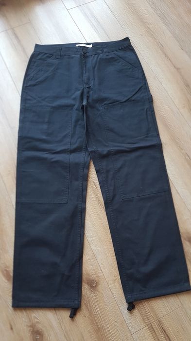 Review spodnie cargo z szerokimi nogawkami męskie czarne jogery M