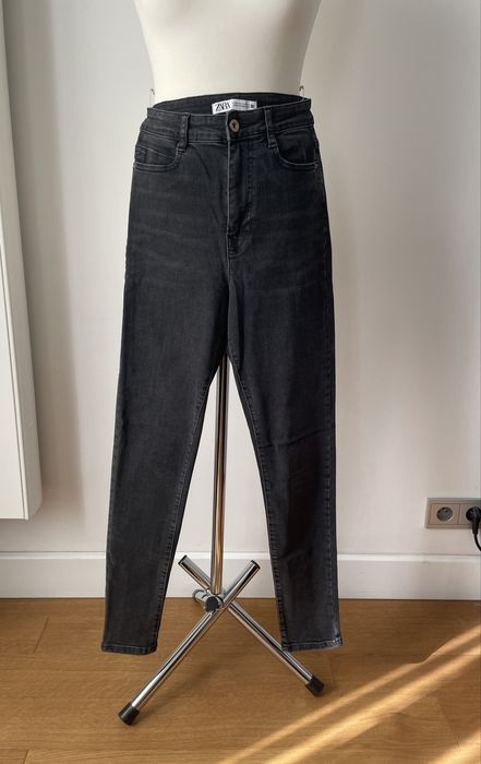 Grafitowe nowe spodnie jeansy zara S