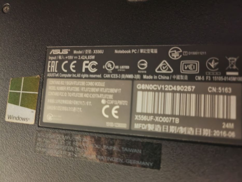 Asus X556U (i7, 8 GB RAM, 1 TB armazenamento, GeForce 930M) + mala