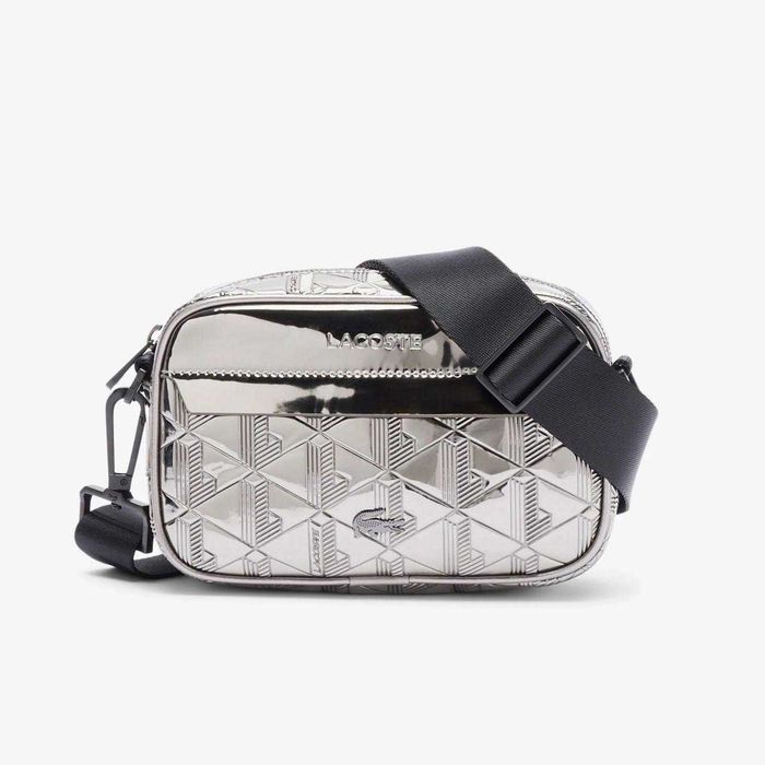 100% ОРИГІНАЛ Lacoste monogram crossbody silver chrome bag чоловіча сумка через плече NU4904BG