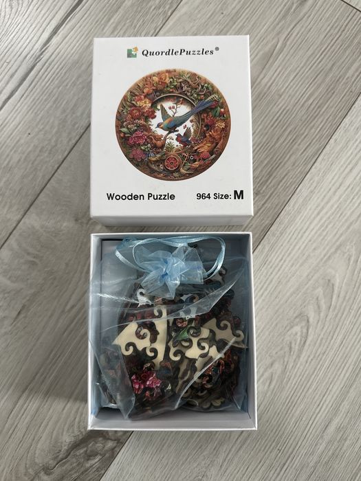Puzzle drewniane Quordle Puzzles ptak i kwiaty