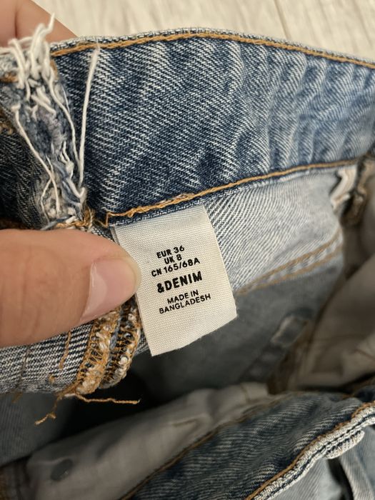 Spódniczka mini jeans jasny denim trashed H&M