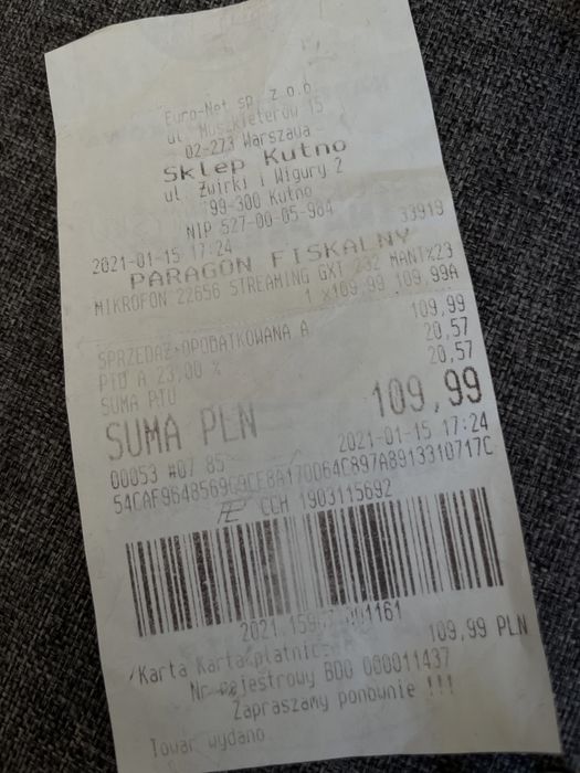 MIKROFON 22656 GX232 mikrofon do nagrywania z kablem