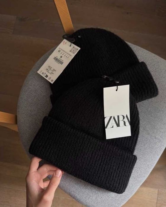 Жіноча тепла шапка zara зара біні женская шапка бини Оригінал