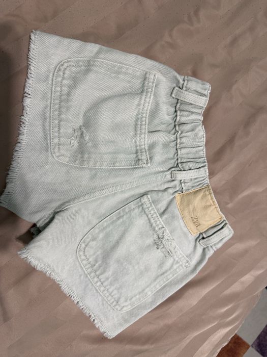 Шорти фісташка шорты 116 122 Zara next джинсовi джинсовые двойни