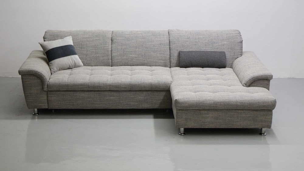 TPT Narożnik funkcja spania Szara tkanina kanapa rogówka sofa zagłówki