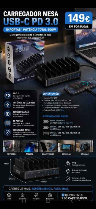 Carregador Pro. 10 em 1. 149€. Oportunidade