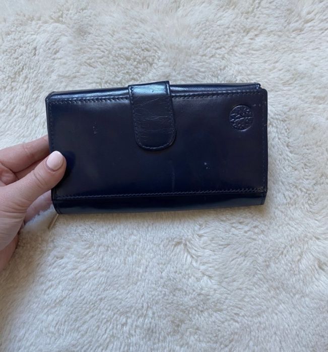 Skórzany portfel Betlewski granatowy