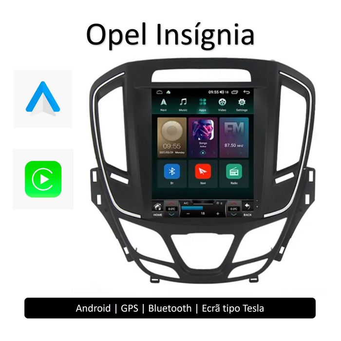 Opel Insignia 2014 a 2018 Rádio Android Carplay Ecrã Estilo Tesla 9.7