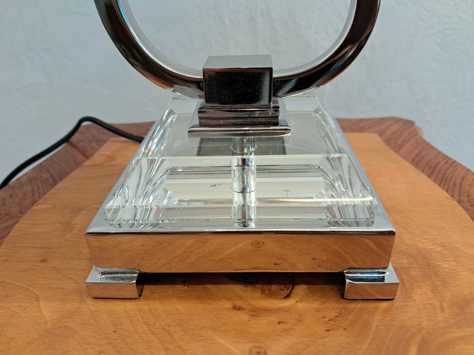 Lampa stołowa włoska chromowana srebrna glamour