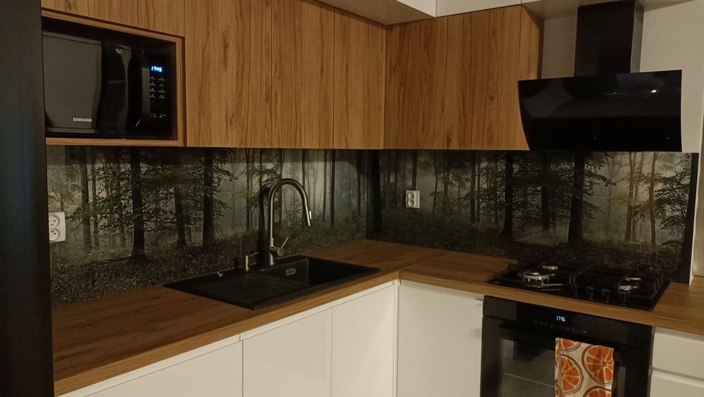 Panele szklane z nadrukiem, lacobel, szkło hartowane, szkło do kuchni