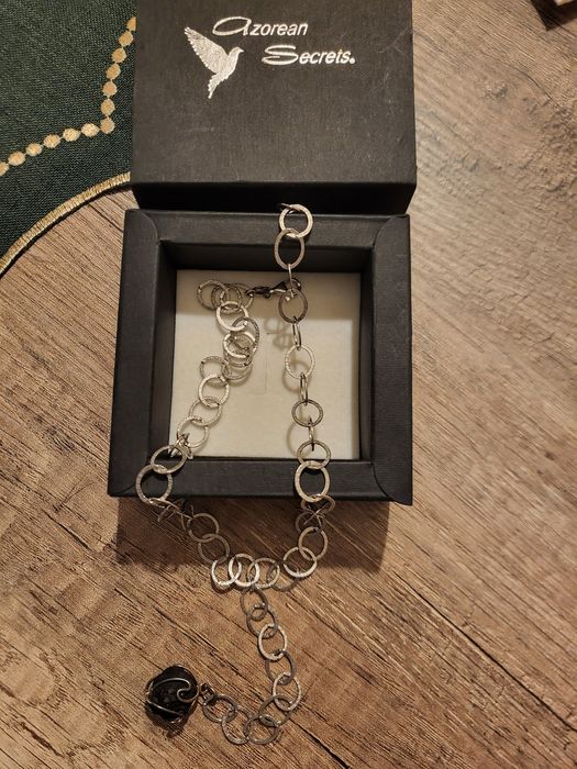 Colar de prata c/pedra