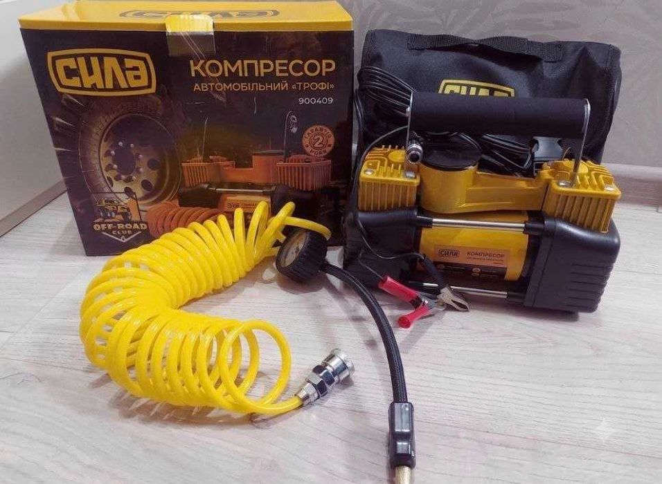 Двопоршневий автомобільний компресор двухпоршневой автомобильный компрессор сила 85 лхв 10 Атм з підключенням до акумулятора прикурювача прикуривателя