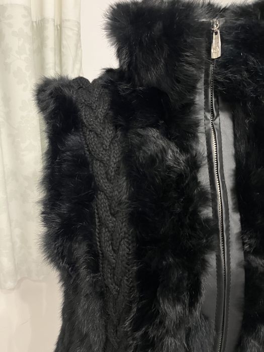Kamizelka futro z krolika czarne S/M