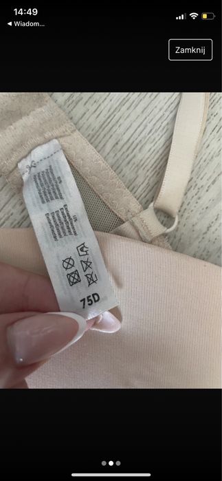 Biustonosz stanik beżowy fiszbiny kokardka push up 75D