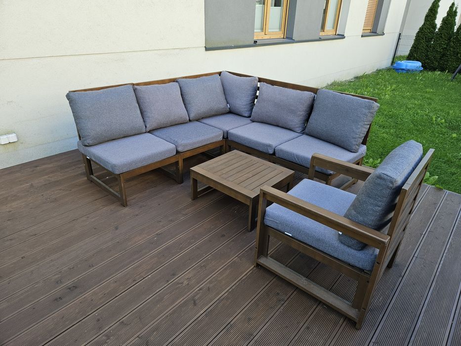 Komplet wypoczynkowy ogrodowy Somilo Chillout, drewniany, 6-osobowy