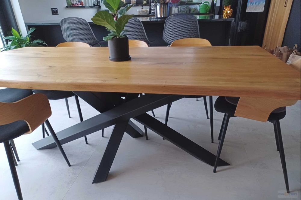 Stół dębowy na wymiar loft premium lite drewno nogi pająk handmade