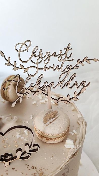 Personalizowany topper na chrzest, różne kolory, z imieniem lub bez.