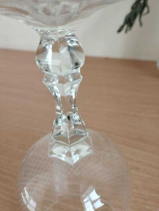 Винтаж СССР фужер бокал на ножке полированный хрусталь 190 мл, рисунок