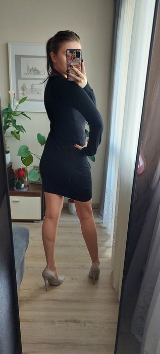 Czarna sweterkowa sukienka mini Louise Orop XS S wełna