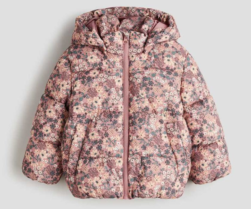 kurtka H&M 122/128 nieprzemakalna kurtka puffer / antyczny róż