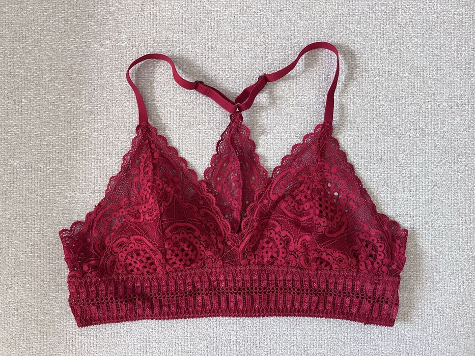Biustonosz miękki koronkowy wygodny bordowy S H&M