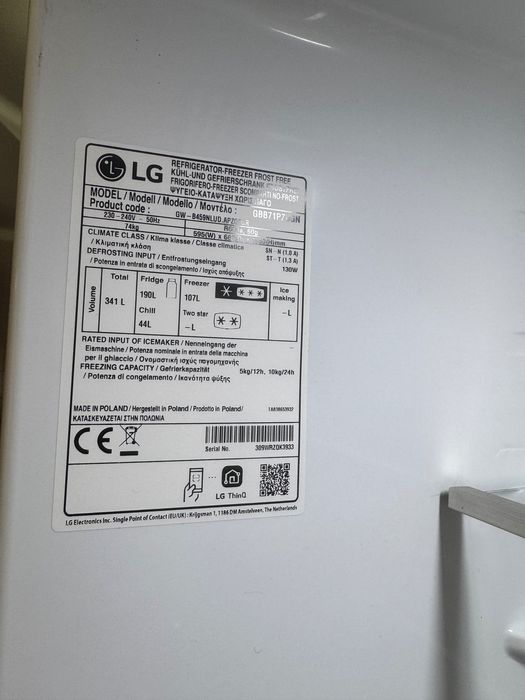 Frigorífico cinza Lg