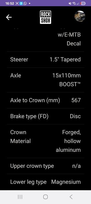 Suspensão ROCKSHOX silver TK 35 Silver