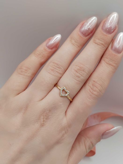 NOWY Złoty Pierścionek Serce r14 / Złoto 585