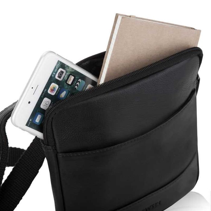 BETLEWSKI Torba Męska CAMBRIDGE Skóra Naturalna Czarna Elegancka Logo